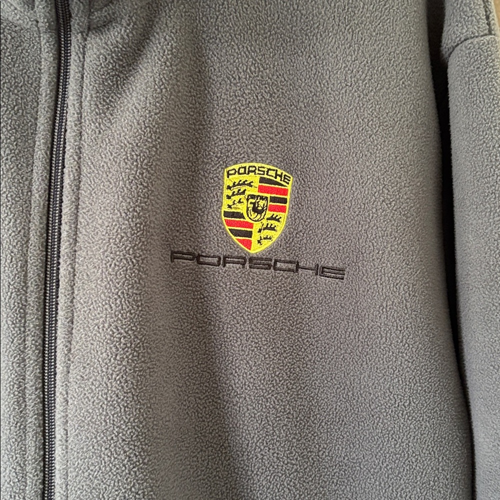 *Unisex Porsche Gray & Black Zippered Fleece Jacket Coat Sporty Cars Speed - Picture 11 of 15
